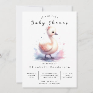 Convites Chá de fraldas Swan Editável Whimsy