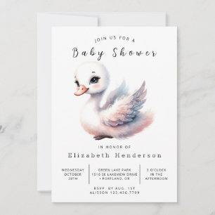 Convites Chá de fraldas Swan Editável Whimsy