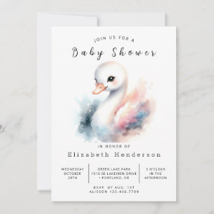 Convites Chá de fraldas Swan Graceful Editable