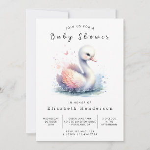 Convites Chá de fraldas Swan Graceful Imintable