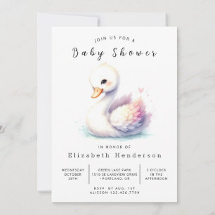 Convites Chá de fraldas Swan Personalizado Bohemian