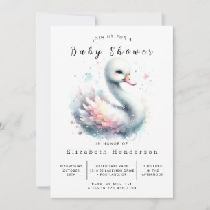 Convites Chá de fraldas Swan Personalizado Encantado