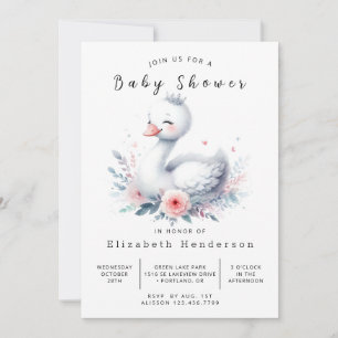Convites Chá de fraldas Swan Personalizado Feliz