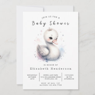 Convites Chá de fraldas Swan Personalizado Whimsy