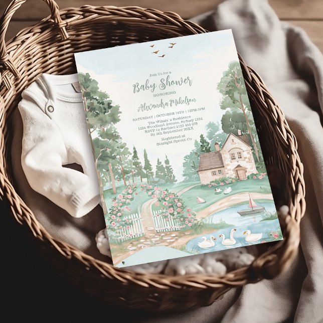 Convites Chá de fraldas Swan Princess (Criador carregado)