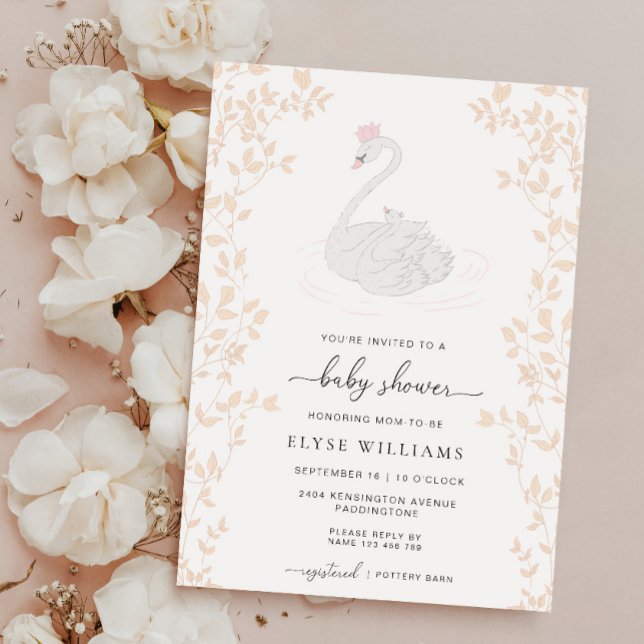 Convites Chá de fraldas Swan Princess Girl (Baby Shower Invitation Odette Swan )