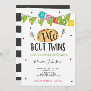 Convites Chá de fraldas Taco 'Bout Twins Fiesta Twin