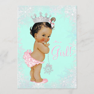 Convites Chá de fraldas Teal Blue Winter Wonderland