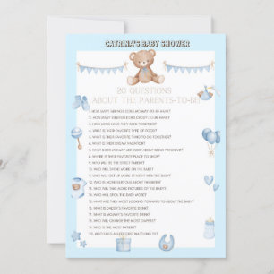 Convites Chá de fraldas Teddy Bear - Nome editável, 5x7 tam