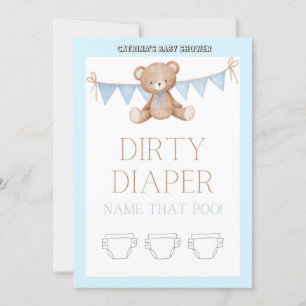 Convites Chá de fraldas Teddy Bear - Nome editável, 5x7 tam