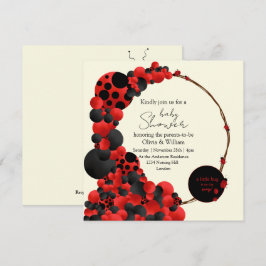 Convites Chá de fraldas-Tema de Lady Bug-Bird