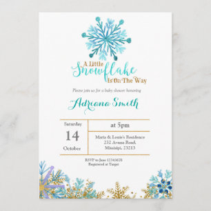 Convites Chá de fraldas Tema do Floco de Neve de inverno