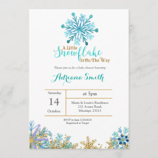 Convites Chá de fraldas Tema do Floco de Neve de inverno