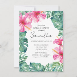 Convites Chá de fraldas Tema Tropical de Luau