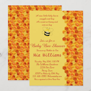 Convites Chá de fraldas temático da abelha adorável do m