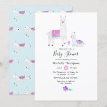 Chá de fraldas temático Llama Cóteo Aquarela