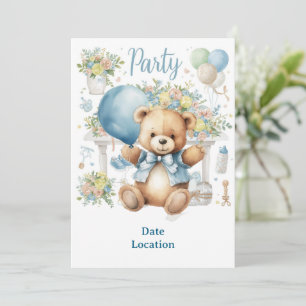 Convites Chá de fraldas tênis para o Bebê Menino Blue Temed