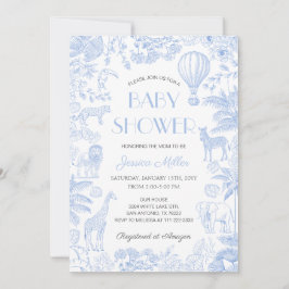 Convites Chá de fraldas Toile De Jouy Animais Safari