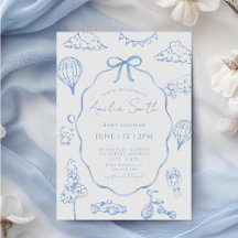 Chá de fraldas Toile De Jouy Blue Boy