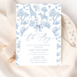 Convites Chá de fraldas Toile de Jouy Safari Oh Boy