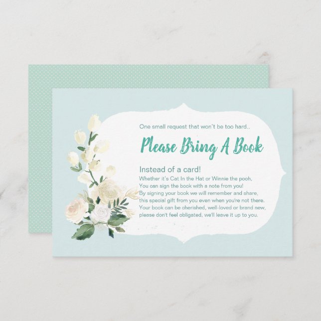 Convites Chá de fraldas Traga um livro Azul e Rosas (Frente/Verso)