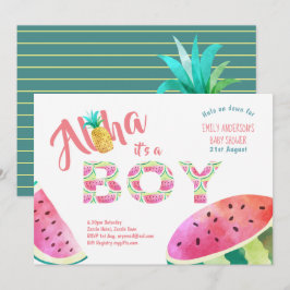 Convites Chá de fraldas Tropical BOY Convida ALOHA Watermel