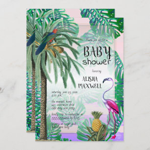 Convites Chá de fraldas Tropical de Paraíso Verde Boho