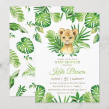Chá de fraldas Tropical Greenery Boy Cute Lion Cub