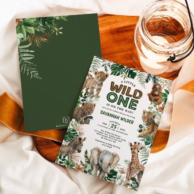 Convites Chá de fraldas Tropical Selle Safari Animal (Criador carregado)