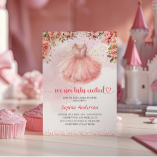 Convites Chá de fraldas Tutu Cute Ballerina - Floral Rosa