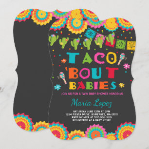 Convites Chá de fraldas Twin Fiesta Convide Taco Bout Babi