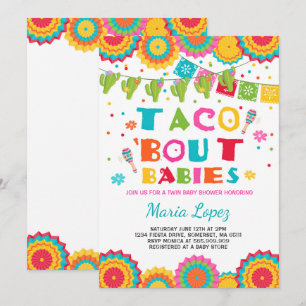 Convites Chá de fraldas Twin Fiesta Convide Taco Bout Babi