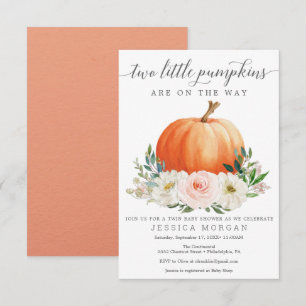 Convites Chá de fraldas Twin Floral de Pumpkin Floral Russo