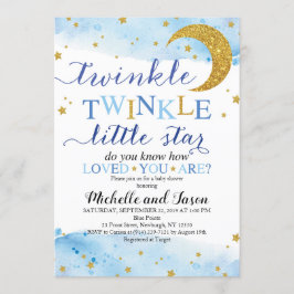 Convites Chá de fraldas Twinkle (Azul e Dourado)