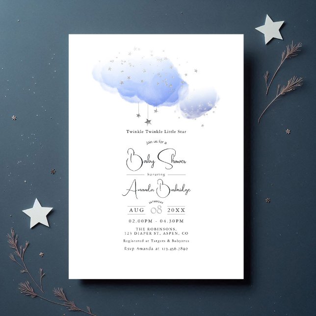 Convites chá de fraldas "Twinkle Little Star" ("Twinkle Twinkle Little Star" Baby Shower Invitation)