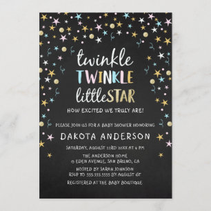 Convites Chá de fraldas Twinkle Little Star Confetti & Cha