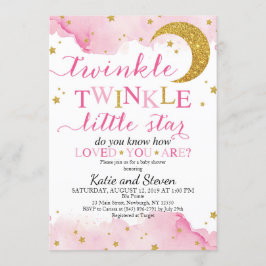 Convites Chá de fraldas Twinkle (Rosa e Dourado)