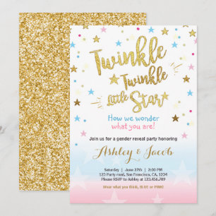 Convites Chá de fraldas Twinkle Star revela gênero