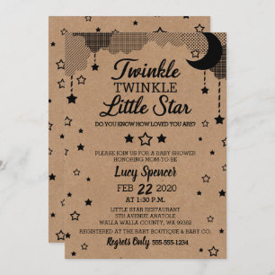 Convites Chá de fraldas Twinkle Twinkle Little Star Kraft