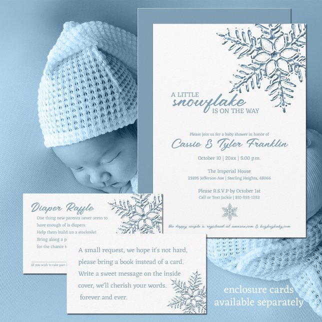 Convites Chá de fraldas Um Pequeno Floco de Neve está a cam (Simple, yet elegant baby shower design for the little snowflake that is coming your way.  )