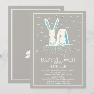 Convites Chá de fraldas único de gêmeos Primavera