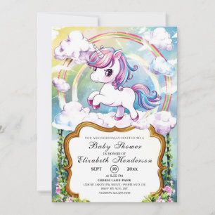 Convites Chá de fraldas Unicorn bonito