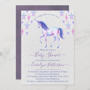 Convites Chá de fraldas Unicorn Chic Rainbow Watercolor