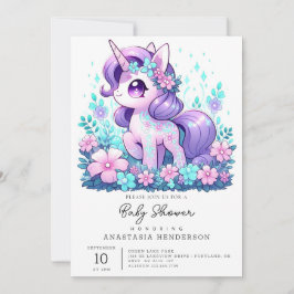 Convites Chá de fraldas Unicorn minimalista