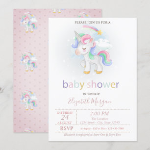 Convites Chá de fraldas Unicórn Star Rainbow