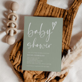 Convites Chá de fraldas Verde Boho Heart Sage