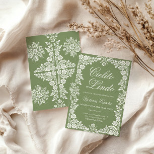 Convites Chá de fraldas verde Cielito Lindo Sage