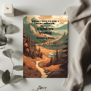 Convites Chá de fraldas Verde da Floresta Russa
