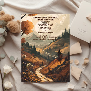 Convites Chá de fraldas Verde da Floresta Russa