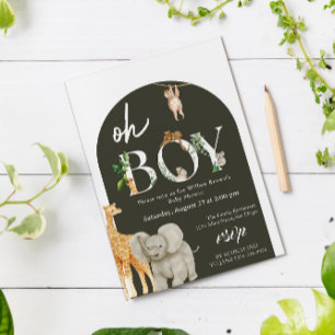 Convites chá de fraldas Verde da Selva Animal Safari